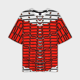 Мужская футболка oversize 3D с принтом Красно белая техно броня в Петрозаводске,  |  | 