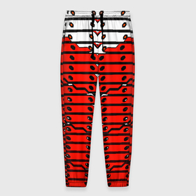 Мужские брюки 3D с принтом Красно белая техно броня в Петрозаводске, 100% полиэстер | манжеты по низу, эластичный пояс регулируется шнурком, по бокам два кармана без застежек, внутренняя часть кармана из мелкой сетки | 