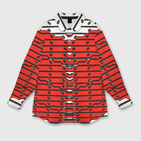 Мужская рубашка oversize 3D с принтом Красно белая техно броня в Петрозаводске,  |  | 