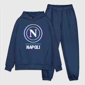Мужской костюм oversize хлопок с принтом Napoli FC в стиле glitch в Петрозаводске,  |  | 