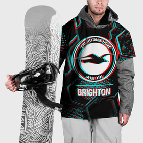 Накидка на куртку 3D с принтом Brighton FC в стиле glitch на темном фоне , 100% полиэстер |  | 