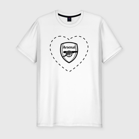 Мужская футболка хлопок Slim с принтом Лого Arsenal в сердечке , 92% хлопок, 8% лайкра | приталенный силуэт, круглый вырез ворота, длина до линии бедра, короткий рукав | 