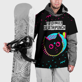 Накидка на куртку 3D с принтом Five Finger Death Punch   rock star cat в Курске, 100% полиэстер |  | Тематика изображения на принте: 