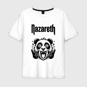 Мужская футболка хлопок Oversize с принтом Nazareth   rock panda , 100% хлопок | свободный крой, круглый ворот, “спинка” длиннее передней части | 