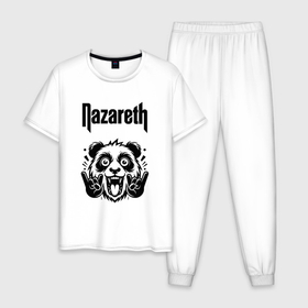 Мужская пижама хлопок с принтом Nazareth   rock panda , 100% хлопок | брюки и футболка прямого кроя, без карманов, на брюках мягкая резинка на поясе и по низу штанин
 | 