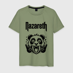 Мужская футболка хлопок с принтом Nazareth   rock panda , 100% хлопок | прямой крой, круглый вырез горловины, длина до линии бедер, слегка спущенное плечо. | Тематика изображения на принте: 