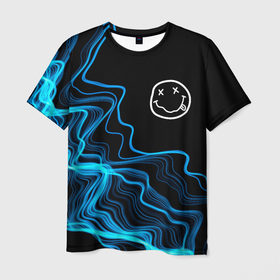 Мужская футболка 3D с принтом Nirvana sound wave , 100% полиэфир | прямой крой, круглый вырез горловины, длина до линии бедер | 