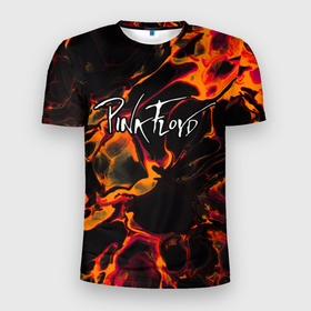 Мужская футболка 3D Slim с принтом Pink Floyd red lava в Санкт-Петербурге, 100% полиэстер с улучшенными характеристиками | приталенный силуэт, круглая горловина, широкие плечи, сужается к линии бедра | Тематика изображения на принте: 