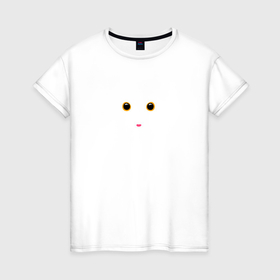 Женская футболка хлопок с принтом Милая усатая кошачья мордашка в Курске, 100% хлопок | прямой крой, круглый вырез горловины, длина до линии бедер, слегка спущенное плечо | 