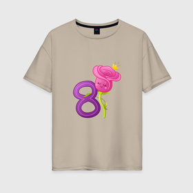 Женская футболка хлопок Oversize с принтом Розовая принцесса с восьмеркой в Тюмени, 100% хлопок | свободный крой, круглый ворот, спущенный рукав, длина до линии бедер
 | 