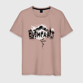Мужская футболка хлопок с принтом Бушкрафт   лесные навыки в Курске, 100% хлопок | прямой крой, круглый вырез горловины, длина до линии бедер, слегка спущенное плечо. | 