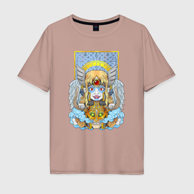 Мужская футболка хлопок Oversize с принтом Мифологическая валькирия в Белгороде, 100% хлопок | свободный крой, круглый ворот, “спинка” длиннее передней части | 
