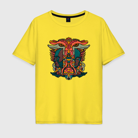 Мужская футболка хлопок Oversize с принтом Northern gods в Кировске, 100% хлопок | свободный крой, круглый ворот, “спинка” длиннее передней части | Тематика изображения на принте: 