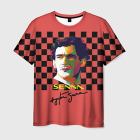 Мужская футболка 3D с принтом Айртон Сенна гонщик в Тюмени, 100% полиэфир | прямой крой, круглый вырез горловины, длина до линии бедер | Тематика изображения на принте: 