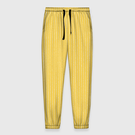 Мужские брюки 3D с принтом Жёлтый в белую полоску в Екатеринбурге, 100% полиэстер | манжеты по низу, эластичный пояс регулируется шнурком, по бокам два кармана без застежек, внутренняя часть кармана из мелкой сетки | 