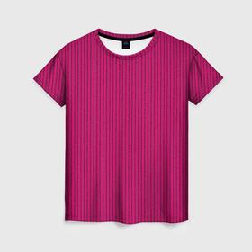 Женская футболка 3D с принтом Насыщенный тёмно розовый в полоску , 100% полиэфир ( синтетическое хлопкоподобное полотно) | прямой крой, круглый вырез горловины, длина до линии бедер | 