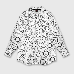 Мужская рубашка oversize 3D с принтом Бело чёрный паттерн пузырьки в Тюмени,  |  | 