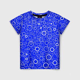 Детская футболка 3D с принтом Сине белый паттерн пузырьки в Екатеринбурге, 100% гипоаллергенный полиэфир | прямой крой, круглый вырез горловины, длина до линии бедер, чуть спущенное плечо, ткань немного тянется | 