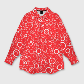 Мужская рубашка oversize 3D с принтом Красно белый паттерн пузырьки в Тюмени,  |  | 