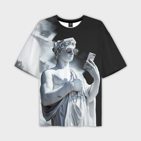 Мужская футболка oversize 3D с принтом Греческий бог со смартфоном в Петрозаводске,  |  | 