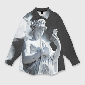 Мужская рубашка oversize 3D с принтом Греческий бог со смартфоном в Петрозаводске,  |  | 