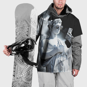 Накидка на куртку 3D с принтом Греческий бог со смартфоном в Тюмени, 100% полиэстер |  | 
