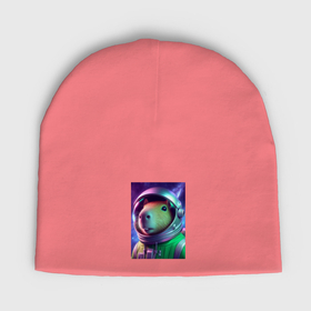 Мужская шапка демисезонная с принтом Портрет бравого космонавта   капибара в Тюмени,  |  | Тематика изображения на принте: 