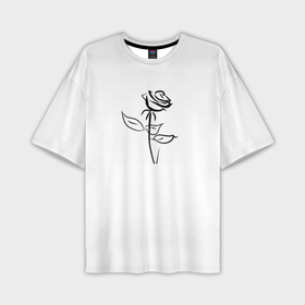 Мужская футболка oversize 3D с принтом Роза в каллиграфии в Курске,  |  | Тематика изображения на принте: 