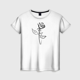 Женская футболка 3D с принтом Роза в каллиграфии в Рязани, 100% полиэфир ( синтетическое хлопкоподобное полотно) | прямой крой, круглый вырез горловины, длина до линии бедер | 