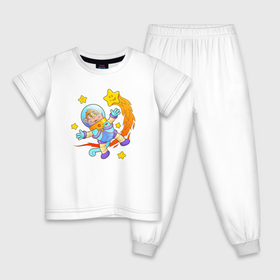 Детская пижама хлопок с принтом Милая обезьянка космонавт в Белгороде, 100% хлопок |  брюки и футболка прямого кроя, без карманов, на брюках мягкая резинка на поясе и по низу штанин
 | 