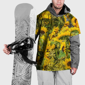 Накидка на куртку 3D с принтом Много подсолнухов в Петрозаводске, 100% полиэстер |  | 