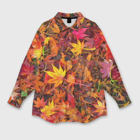 Мужская рубашка oversize 3D с принтом Осенняя листва кистью в Курске,  |  | 