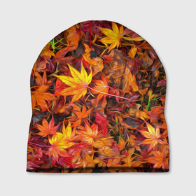 Шапка 3D с принтом Осенняя листва кистью в Санкт-Петербурге, 100% полиэстер | универсальный размер, печать по всей поверхности изделия | Тематика изображения на принте: 