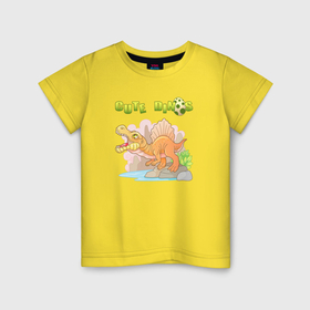 Детская футболка хлопок с принтом Забавный динозавр спинозавр в Кировске, 100% хлопок | круглый вырез горловины, полуприлегающий силуэт, длина до линии бедер | 