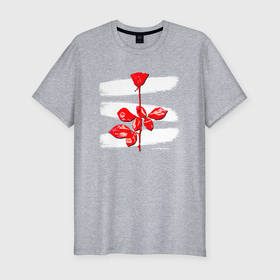 Мужская футболка хлопок Slim с принтом Depeche Mode   Violation roses в Курске, 92% хлопок, 8% лайкра | приталенный силуэт, круглый вырез ворота, длина до линии бедра, короткий рукав | Тематика изображения на принте: 