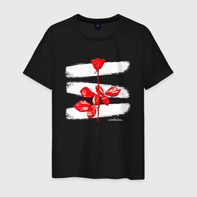 Мужская футболка хлопок с принтом Depeche Mode   Violation roses в Курске, 100% хлопок | прямой крой, круглый вырез горловины, длина до линии бедер, слегка спущенное плечо. | 