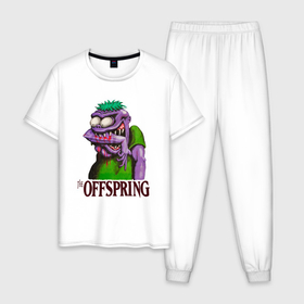 Мужская пижама хлопок с принтом The Offspring bite me в Курске, 100% хлопок | брюки и футболка прямого кроя, без карманов, на брюках мягкая резинка на поясе и по низу штанин
 | 