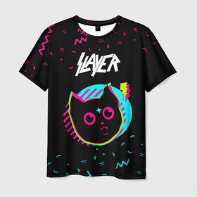 Мужская футболка 3D с принтом Slayer   rock star cat в Петрозаводске, 100% полиэфир | прямой крой, круглый вырез горловины, длина до линии бедер | 