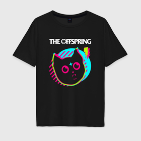 Мужская футболка хлопок Oversize с принтом The Offspring rock star cat в Санкт-Петербурге, 100% хлопок | свободный крой, круглый ворот, “спинка” длиннее передней части | 