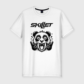 Мужская футболка хлопок Slim с принтом Skillet   rock panda в Новосибирске, 92% хлопок, 8% лайкра | приталенный силуэт, круглый вырез ворота, длина до линии бедра, короткий рукав | 
