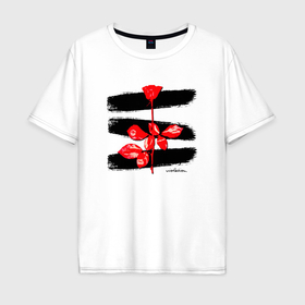 Мужская футболка хлопок Oversize с принтом Depeche Mode   Violation mode в Петрозаводске, 100% хлопок | свободный крой, круглый ворот, “спинка” длиннее передней части | Тематика изображения на принте: 