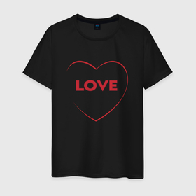 Мужская футболка хлопок с принтом Love   силуэт красного сердца в Екатеринбурге, 100% хлопок | прямой крой, круглый вырез горловины, длина до линии бедер, слегка спущенное плечо. | 