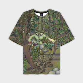 Мужская футболка oversize 3D с принтом Леший озорник в лесу в Кировске,  |  | Тематика изображения на принте: 