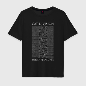 Мужская футболка хлопок Oversize с принтом Cat division furry pleasures , 100% хлопок | свободный крой, круглый ворот, “спинка” длиннее передней части | Тематика изображения на принте: 