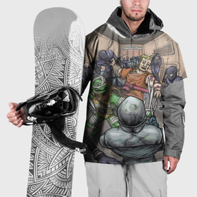 Накидка на куртку 3D с принтом Большая драка с ниндзя в Санкт-Петербурге, 100% полиэстер |  | 