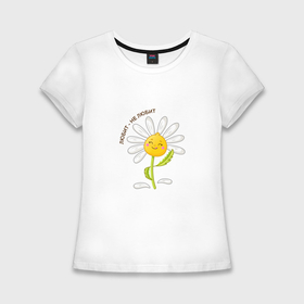 Женская футболка хлопок Slim с принтом Солнечная ромашка в Кировске,  |  | 