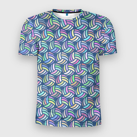 Мужская футболка 3D Slim с принтом Волейбольные мячики в Кировске, 100% полиэстер с улучшенными характеристиками | приталенный силуэт, круглая горловина, широкие плечи, сужается к линии бедра | 
