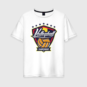 Женская футболка хлопок Oversize с принтом Волейбольный чемпионат в Кировске, 100% хлопок | свободный крой, круглый ворот, спущенный рукав, длина до линии бедер
 | 