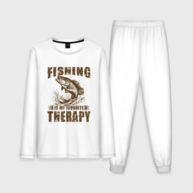 Мужская пижама с лонгсливом хлопок с принтом Рыбалка это моя терапия в Тюмени,  |  | 
