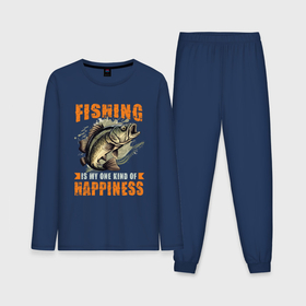 Мужская пижама с лонгсливом хлопок с принтом Рыбалка это счастье в Тюмени,  |  | 